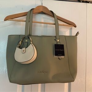 Nanette Lepore Sage Green Tote with bonus Ivory mini purse